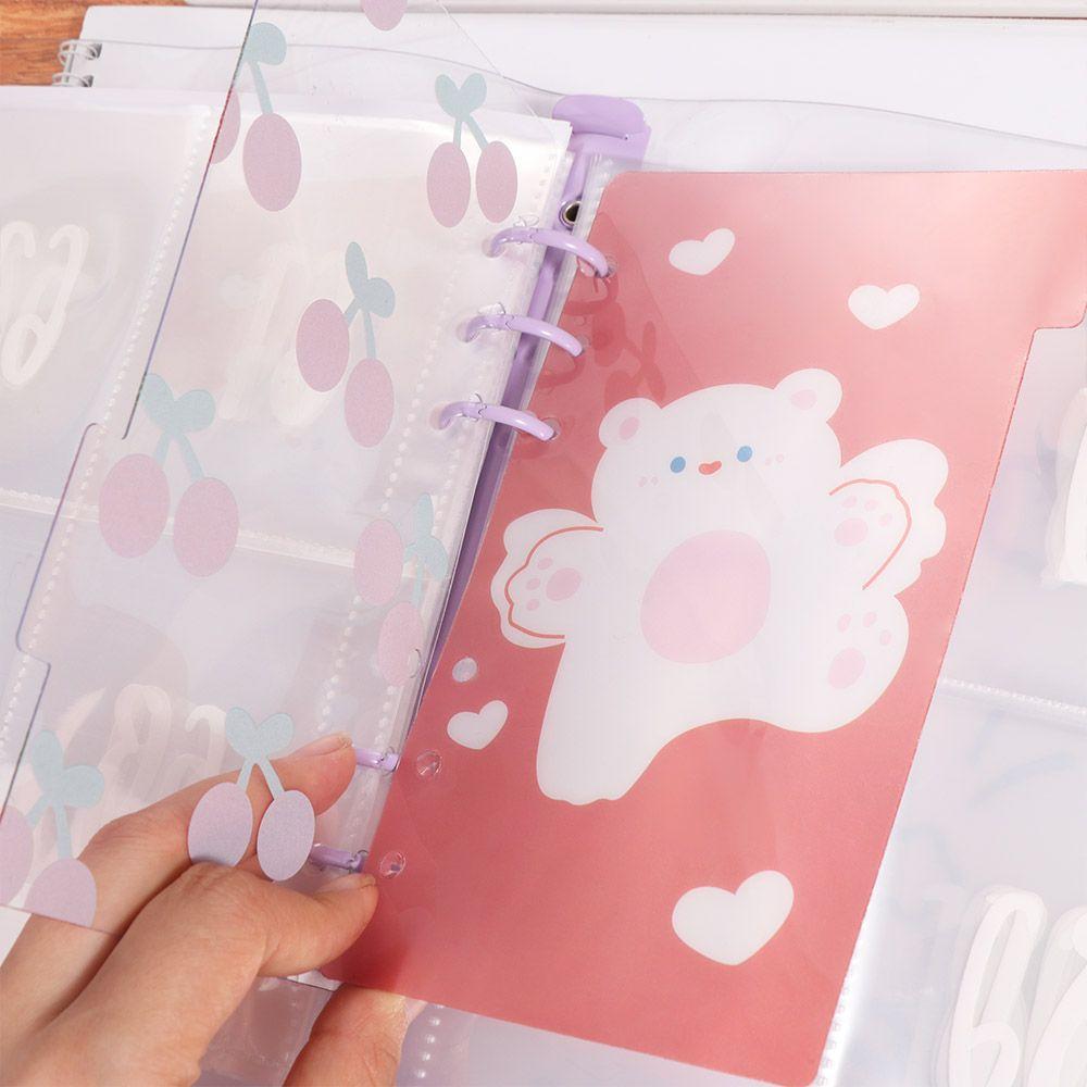 5Sheets A6 Loose-Leaf Notebook Refill Paper Cherry Flower Spiral Binder Divider Page Separator Index Binder Inner Page Bear