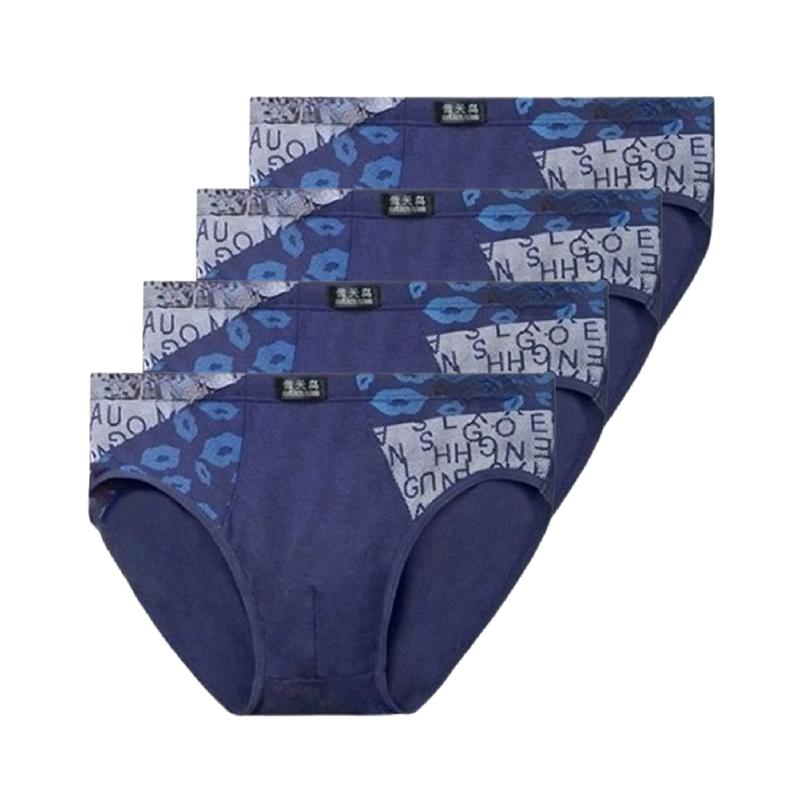 4 Stück Herren Modal Slips Mittelhoch Bedruckte Unterwäsche Atmungsaktiv Weich Männliche Dreieckslips Für Jugendliche Tägliches Tragen L XL XXL 3XL 4XL 5XL
