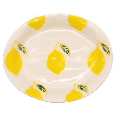 24to3 Nishitomi Ceramics (Nishitomi) Hasami Ware Kikusho Kiln Fruit Oval Side Plate, Lemon, Approx. 17 X 14 Cm, Product Code: 477871