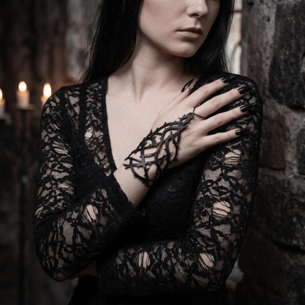 Samt Spinnennetz Armband Schwarzer Dorn Verstellbare Handkette Gothic Armband Rollenspiel