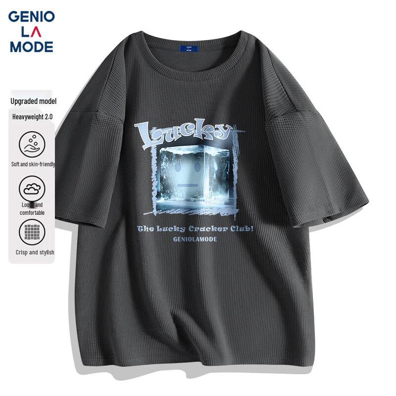 GENIOLAMODE Men s Heavyweight Waffle Casual Short Sleeve T-Shirt 2XL