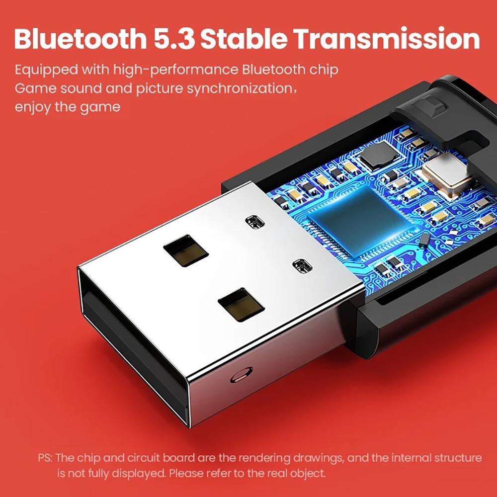 Bluetooth Audio Adapter Wireless Headphone Adapter Receiver for PS5/PS4 Game Console PC Headset 2 In 1 USB Bluetooth 5.3 Dongle
