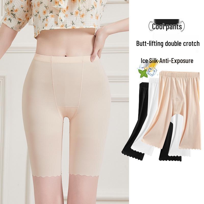 Summer Ice Silk Safety Leggings: Lightweight, Gusseted, No Underwear Needed, Stretchy & Anti-Exposure