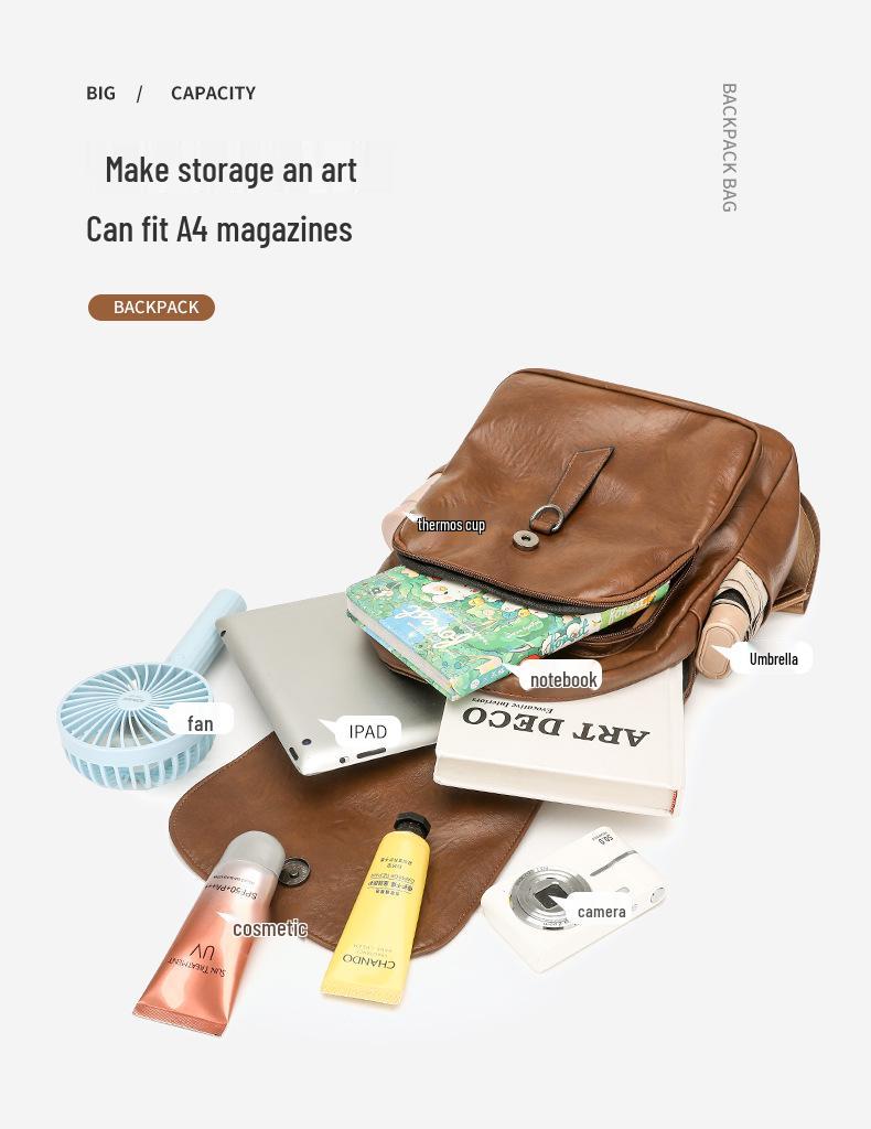 Women's Versatile Leather Backpack - Casual, Lightweight, Fashionable, Convertible Shoulder/Backpack Bag for Travel or School