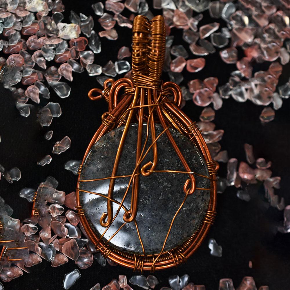 79 ct Natural Dalmatian Jasper Copper Round Shape Wrapped Pendant Gemstone Jewelry Gift