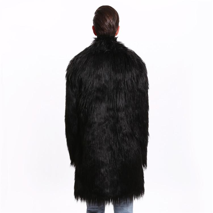 Men's Mid-Length Faux Fur Coat with Faux Fox Fur Collar - 2020 Autumn/Winter Casual Fashion.