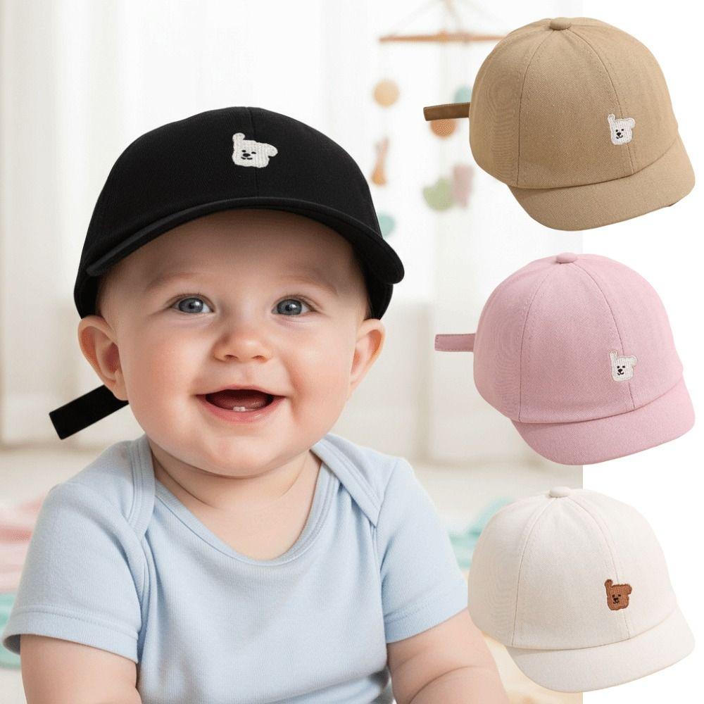 Casual Baby Baseball Hat Cartoon Bear Embroidery Sunshade Hat Fashion Duck Tongue Hat  Baby