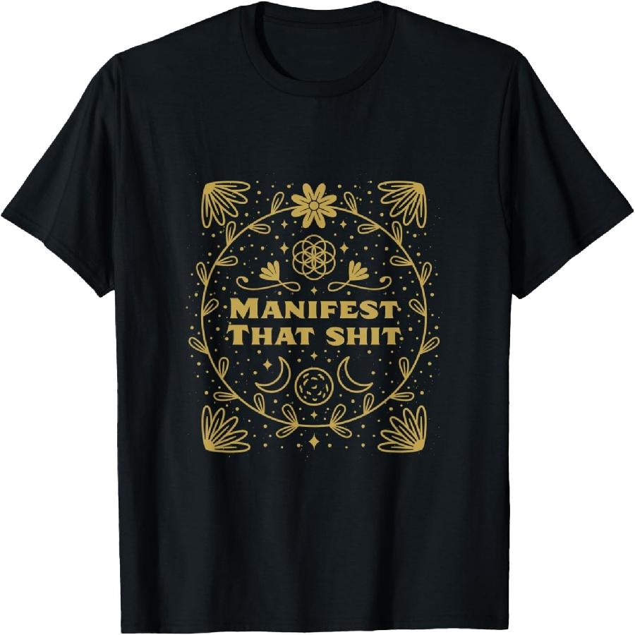 Manifest That Shit Cottagecore Dark Academia Nature Element T-Shirt XXXXXL чёрный