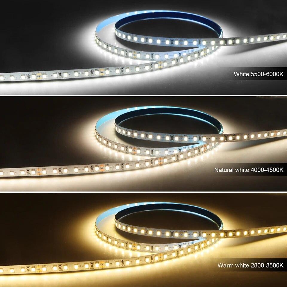 DC 24V 12V LED páskové světlo SMD 2835 120LEDS/M Flexibilní páska pro zakřivení kolem ohybů Diodová páska Dvouvrstvá měděná FPCB lampa