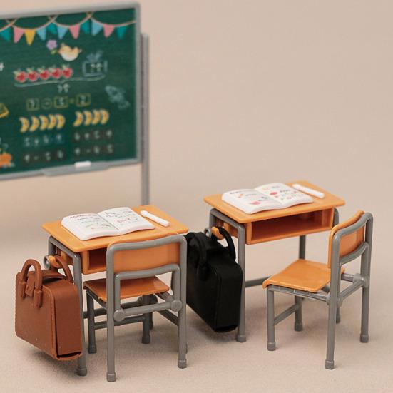 Doll House Ornament, Desk Chair School Bag Dollhouse Ornament, Realistic Doll House Accessories for Toddlers Pretend Play Toys