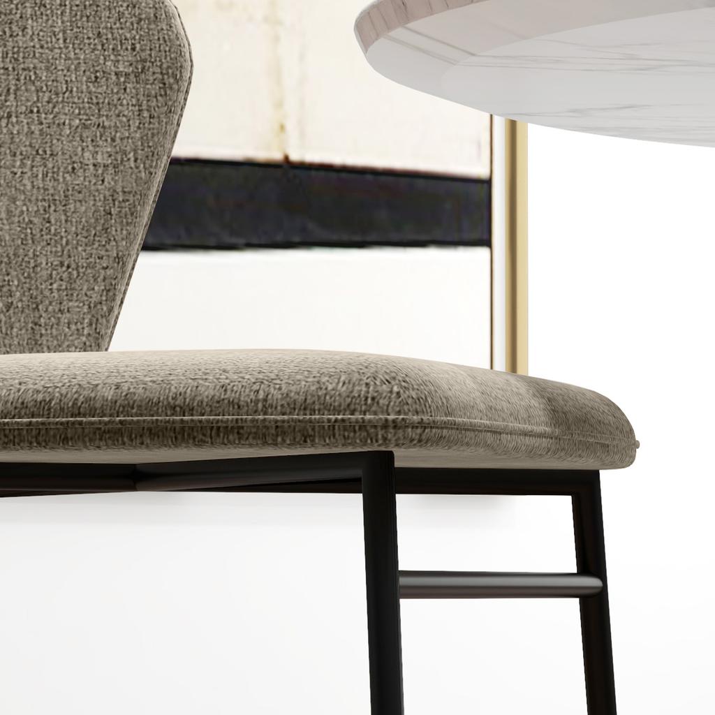 Set of 2 dining chairs padded seat in linen-look fabric stable steel legs modern design light brown