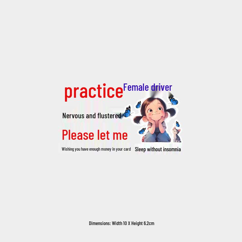Newbie Female Driver Warning Sticker - Waterproof Windshield Decor