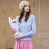 Elegant 3D Floral Pearl Button Knit Cardigan