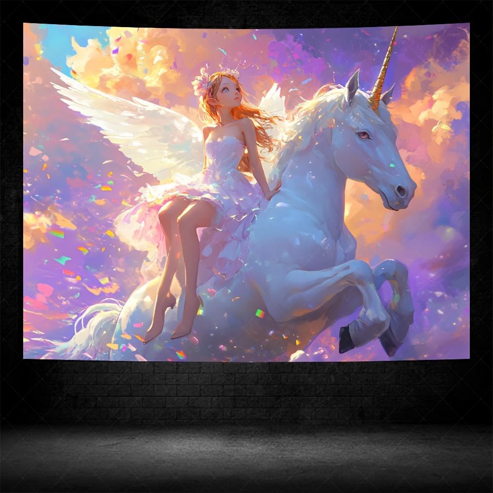 

Magical Angel and Unicorn Tapestry Wall Decor for Bedroom Living Room Cozy Atmosphere and Fantasy Home Charm Enhancement 74x94cm(29x37in)