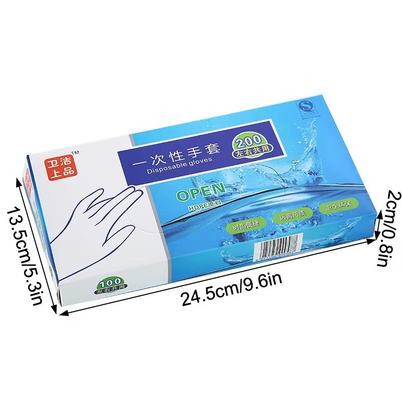 100/200PCS Disposable PE Gloves Clear Plastic Food Safe Cooking Cleaning Kitchen Restaurant BBQ Handling Essentials