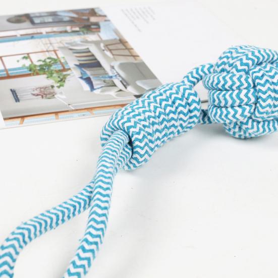 Dog Cotton Rope Toy Rope Knot Ball Chew Toy Interactive Tug-of-War Rope Toy with Grip Ring for Dogs Teeth Cleaning Boredom Relief