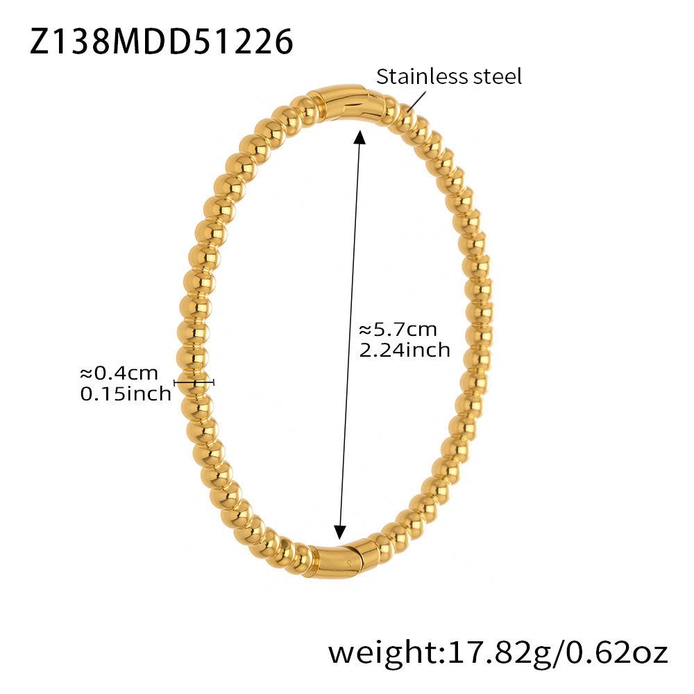 18K Gold-Plated Stainless Steel Geometric Zircon Bracelet Set - European & American Style, Personalized High-Texture Design.
