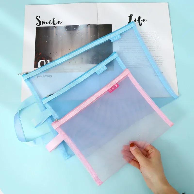 1pc Document Bag Folder for Documents Capacity A4 Zipper File Pocket Storage Organizer Office School Supply Waterproof