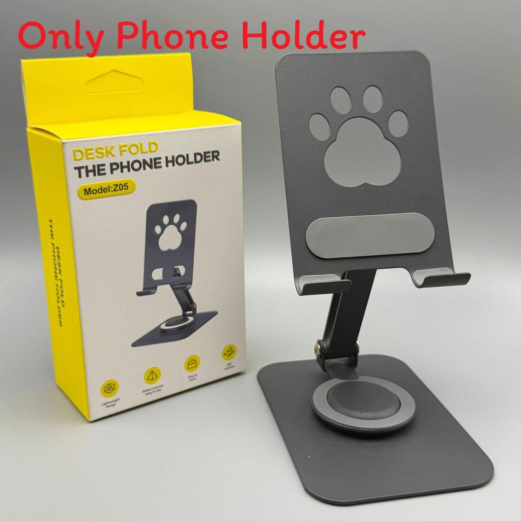 

Cat Paw Phone Stand Metal Desktop Holder With 360 Degree Rotation For Live Streaming And Viewing сірий