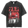 Koszulka Vintage Wash Do Old Japanese Anime Akira Street Y2k Krótki Rękaw Harajuku Bawełna Neutralny Top Modny Okrągły Dekolt Koszulka