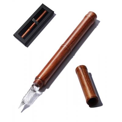 Tegning Glass Pen Wood Wooden Pen Fountain Pen Luxury (Light Brown)