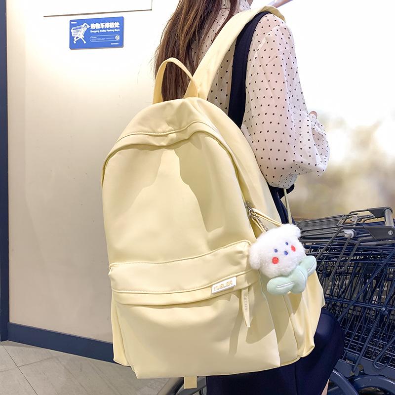 School Bag Elementary School Girls High School Students High Quality Fashion School Backpack Junior High School Students Solid Color Backpack