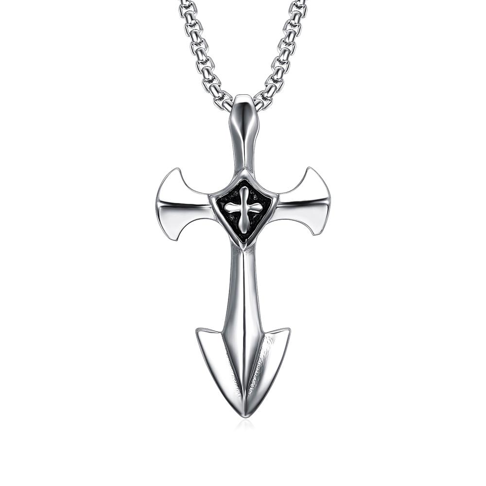 Vintage Punk Hip Hop Templar Knight Cross Pendant Necklaces For Men Women 316L Stainless Steel  Party Jewerly