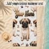 Pug Theme Soft Beach Towel Personalized Custom Name Text Towel Portable for Beach Pool Travel