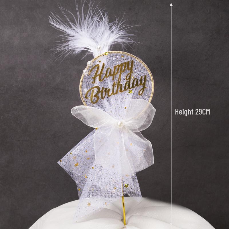 Angel Wing Feather Cake Toppers with Wire Heart String Lights