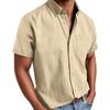 Men'S Fashion Collar Solid Color Shirt Casual Short Sleeved Top