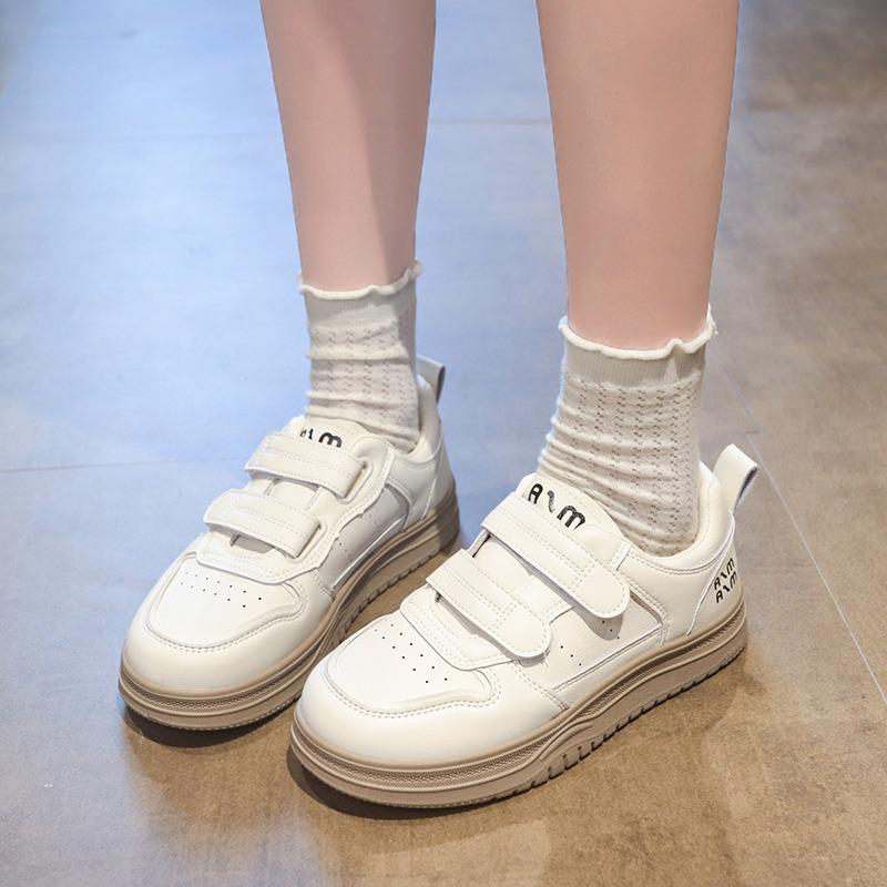 Platform White Shoes Women's Shoes New Spring Height Increase Versatile Velcro Board Shoes Sports and Leisure Shoes