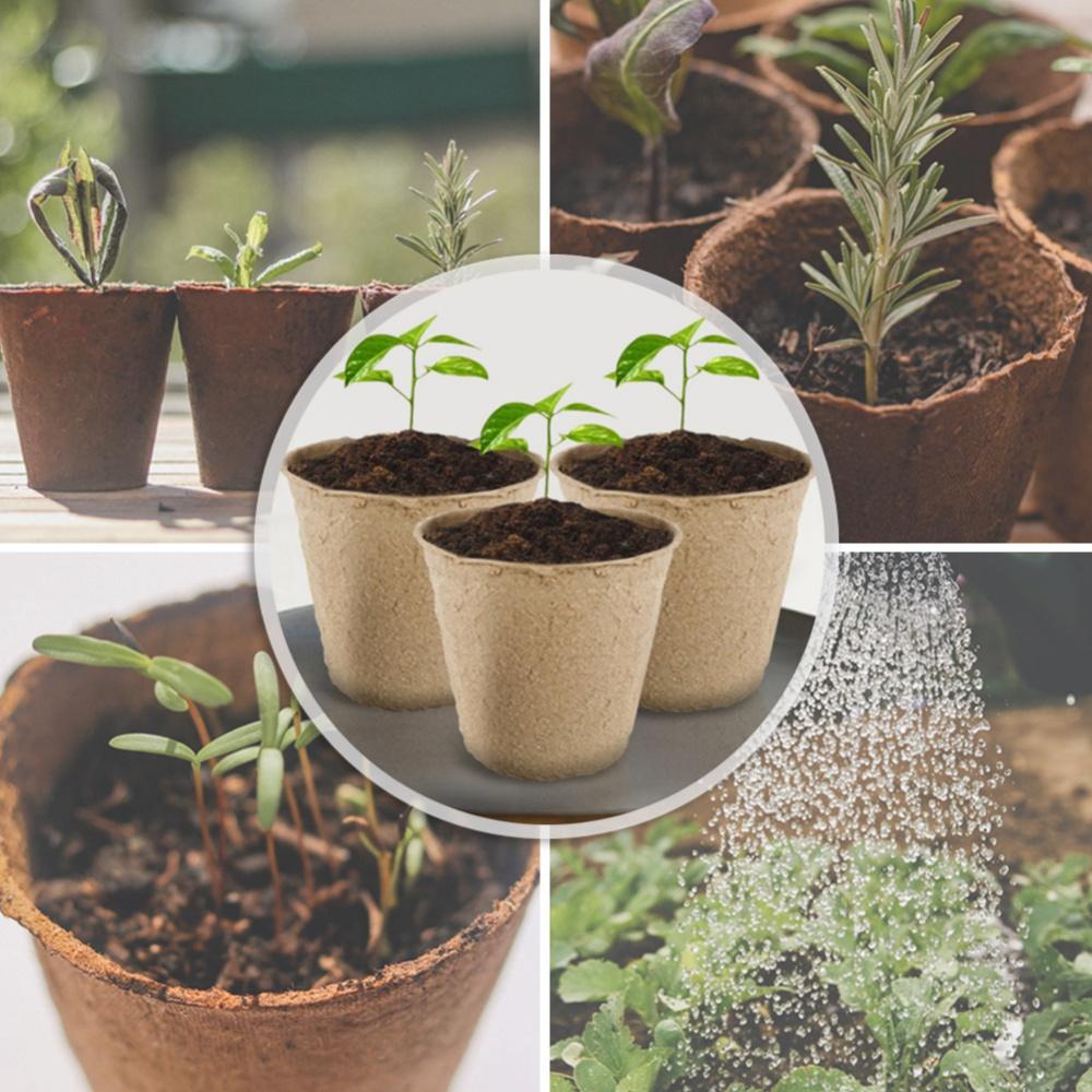 20/50Pcs 6cm Environmental Protection Garden Round Peat Pots Plant Seedling Starters Cups Nursery Herb Seed Tray Planting Tools