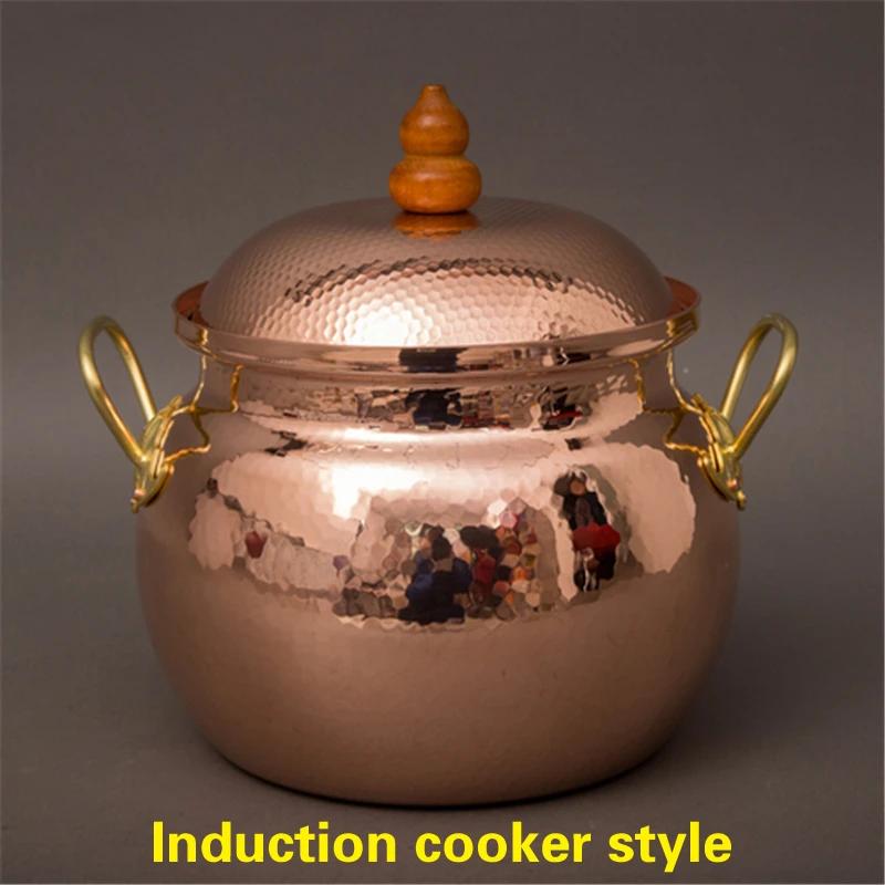 Thickened stewpot Handmade copper soup pot capacity copper pots Induction cooker soup pot Gas stockpot Pure Copper Soup Pots