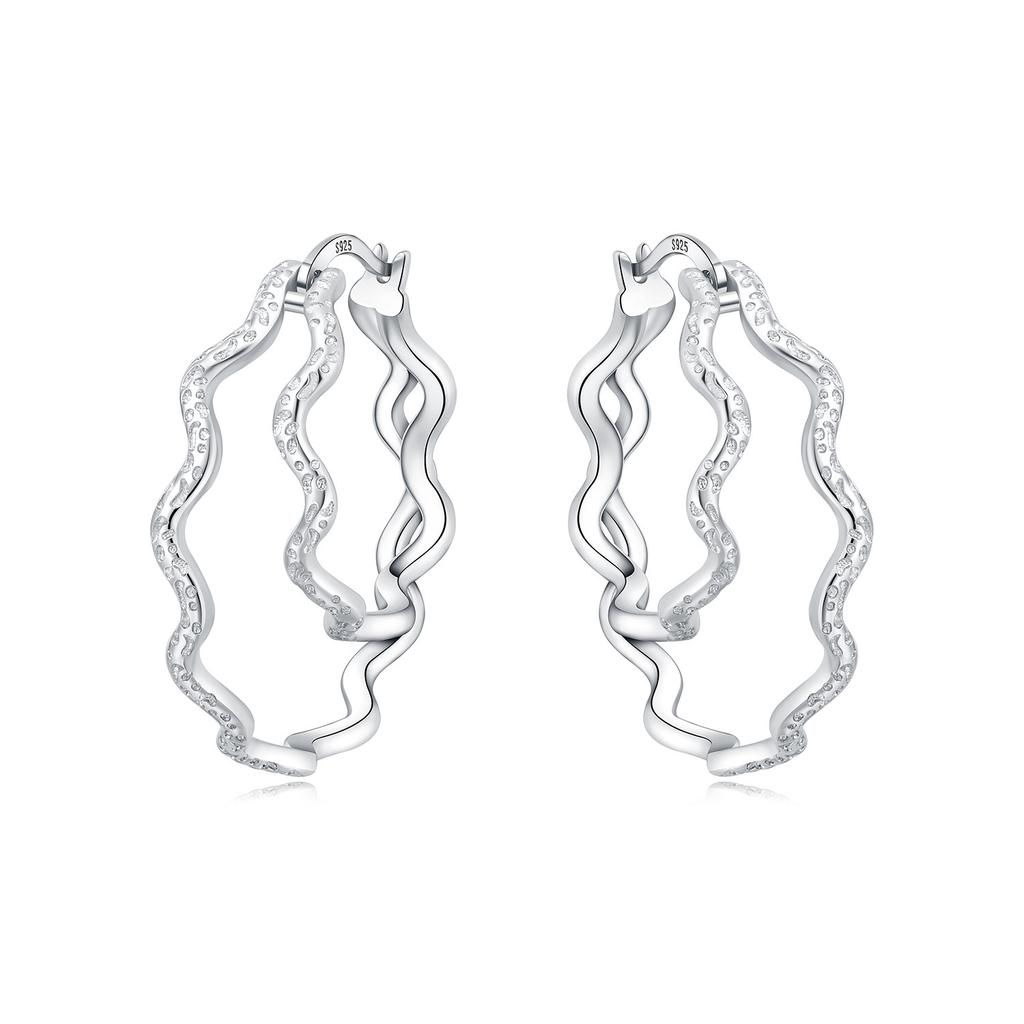 925 Sterling Silver Curve Weaving Large Circle Series Earring Jewelry Versatile Hoop Earrings for Women Jewelry Fine Gifts