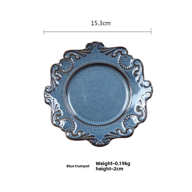 

1 шт. Европейская рельефная тарелка, бытовая суповая миска, креативная тарелка для дим-самов, керамическая посуда