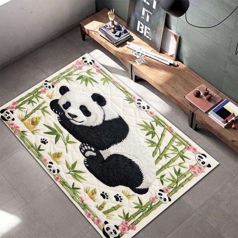 Fabric Animal Sleeping Panda Carpet Rug for Living Room Bedroom Home Sofa Decoration,Kids Play Non-slip Floor Mat
