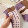 Women's Autumn and Winter Thickened Socks Warmth Purple Heart-shaped Breathable Floor Socks