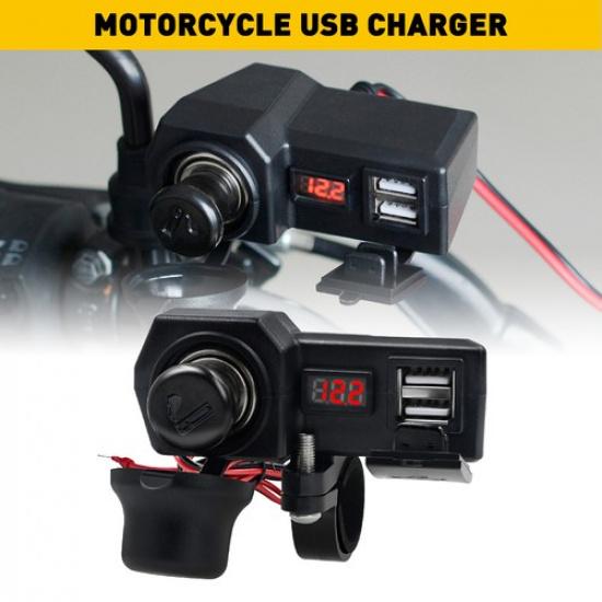 Dual Port Charger USB Power Socket Outlet Plug Waterproof Adapter For Motorcycle
