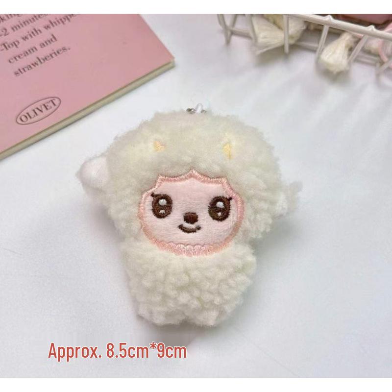 Cute Curly Lamb Keychain Pendant Sheep Doll Bag Charm Heart Gift