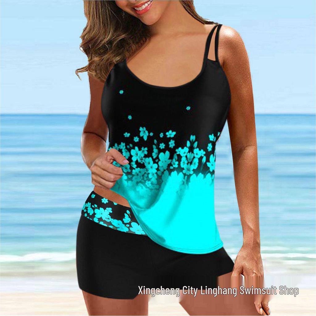 European and American Fashion Sexy Printed Split Waist Bikini Swimsuit for Women