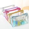 5PCS Clear Cosmetic Bag Five Colors Transparent Fashion PU Leather Handbag Makeup Bag Travel