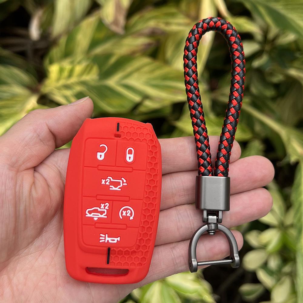 Silicone Car Key Case Remote Cover Shell Keychain Accessories for Dodge Ram 1500 Pickup Limited 2019 2020 2021 2022 2023 2024