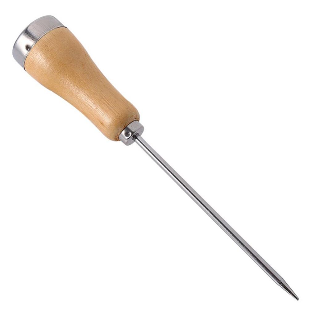 Stainless Steel Ice Pick Punch Crusher Icing Breaker Wooden Handle Kitchen Tool