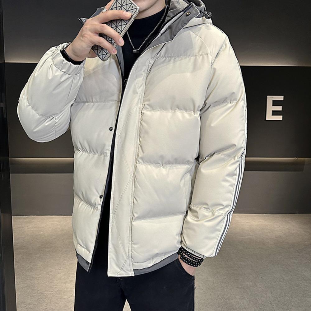 Youth cotton-padded men's winter new thickened two-bar cotton-padded jacket loose large size fattened hooded jacket men's cotton-padded clothes