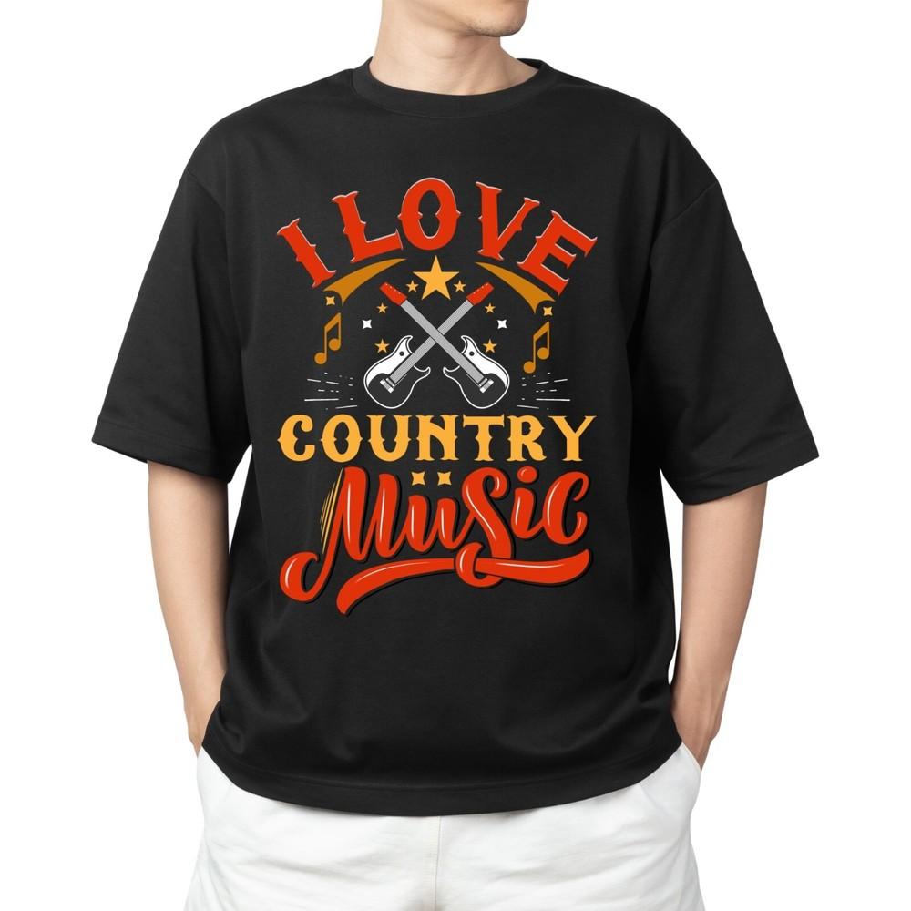 

I Love Country Music T-shirt Men s Women s Tops Tees – Classic Western Tee for Country Music Fans 2XL