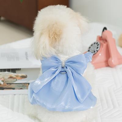 Spring Summer Dog Dress Streamer Big Bow Skirt Teddy Bigbear Puppy Cat Pet Summer Clothes