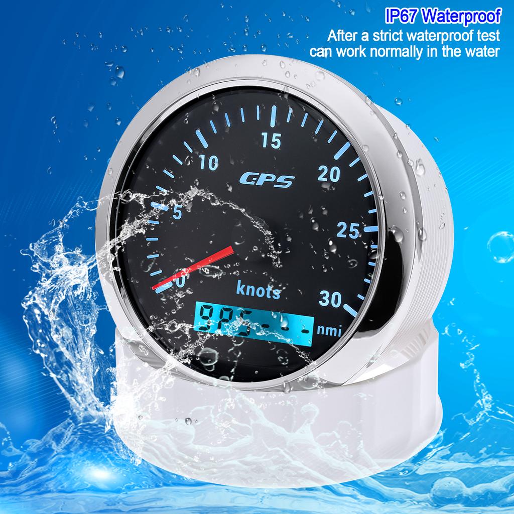 85MM Digital GPS Speedometer 0~30 Knots 0~60 Knots Speed Meter With GPS Antenna For Boat Car Yacht 7 Color Backlight 12V 24V