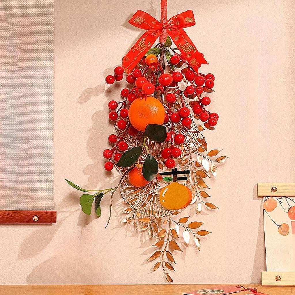 Chinesisches Jahr Dekoration Hängeartikel 18,9 Zoll Segensworte Rote Beeren für Zuhause Büro