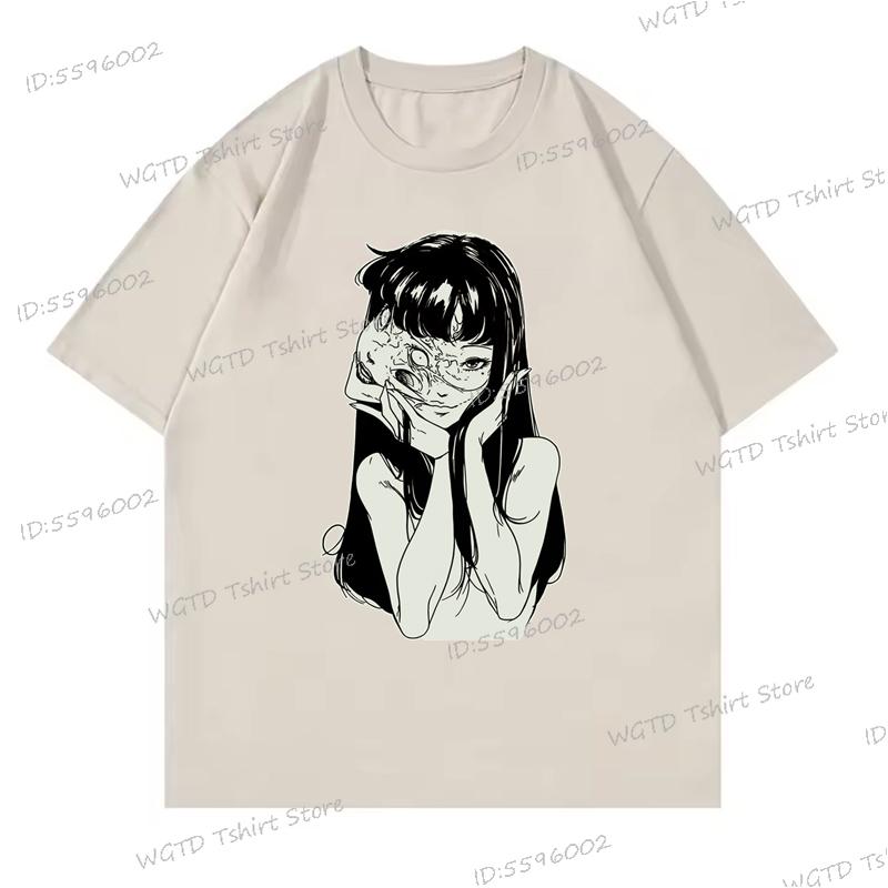 New Anime Tomie Print Top Tees Men Women Vintage Print Streetwear Hip Hop Tshirt Fashion Comic Tomie Y2K Graphics T-shirt Unisex