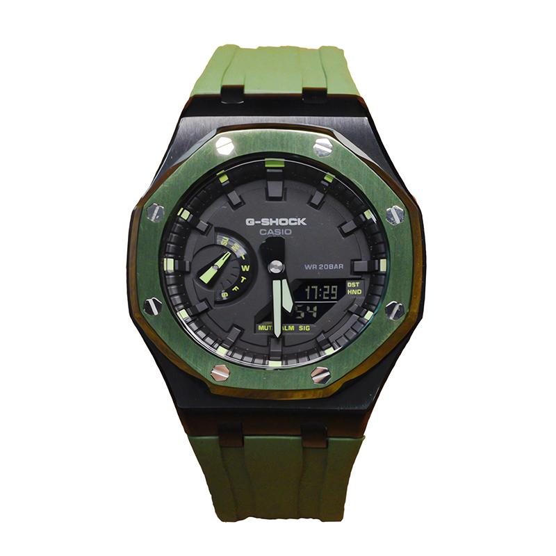 Casio Men Liquid Crystal,Analog Dual Display Series Black Watch GA-2100-1A1(Watch3--)